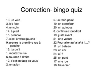 Bingo quiz!- transport