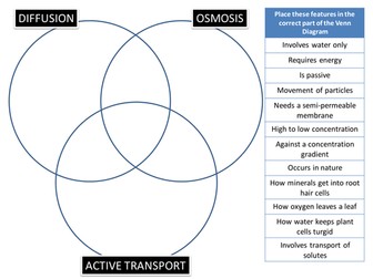 Diffusion/Osmosis/Active Transport Venn Puzzle