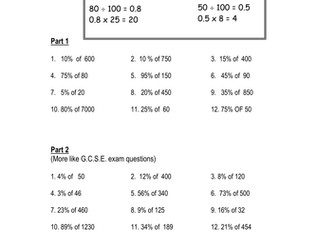 Percentage Questions Worksheet - KS3/GCSE