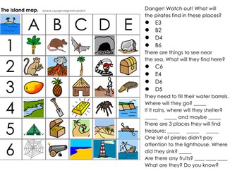 Pirate vocabulary, games, worksheets, story, grid