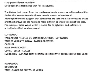 Softwood / Hard woods Group Task