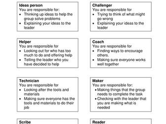 Group work role cards