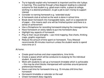 Homework strategies for Asperger Syndrome