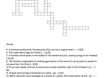 B1a Biology GCSE Revision x-word, dominoes etc.