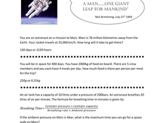 KS3/KS4 Functional Maths - Mission to Mars