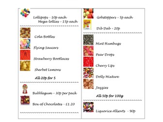 KS3/KS4 Functional Maths Task - Sweet Shop