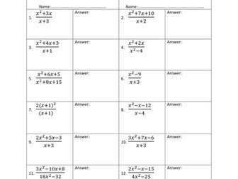 Algebraic Fractions Rally Coach