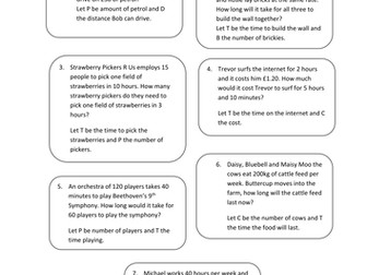 Direct and inverse proportion card sort game