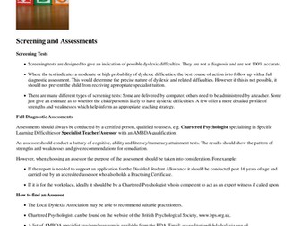 Screening and Assessment