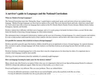 Modern Foreign Languages and Dyslexia