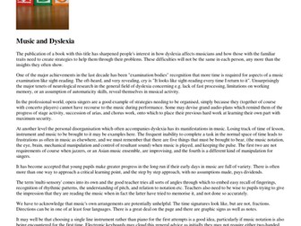 Music and Dyslexia