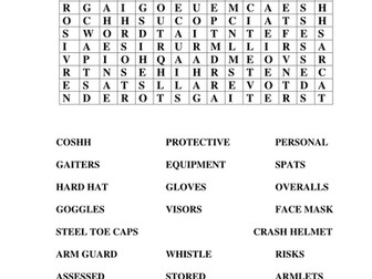 Wordsearch for keywords connected to COSHH