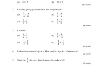 Fractions (MEP – Year 7 – Unit 20)