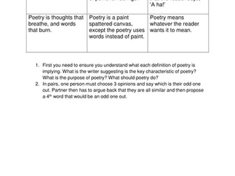KS3 Poetry over time activity