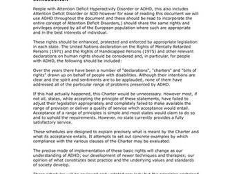 Charter of Rights for Persons with ADHD