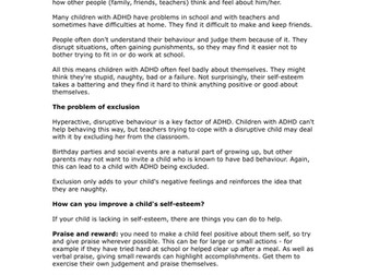 ADHD Self Esteem Issues
