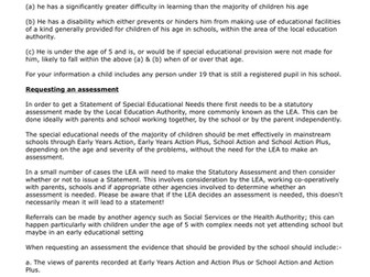 Assessment of Special Educational Needs