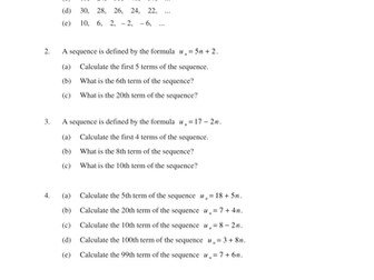 KS3 and KS4 Sequences (MEP – Year 9 – Unit 10)