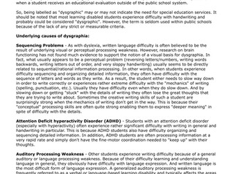 ADHD Linked Disorders - Dysgraphia