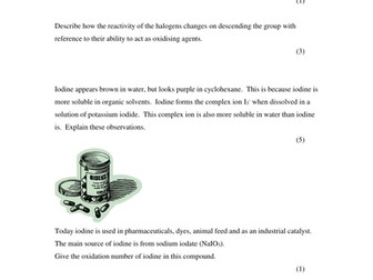Exam Style Question On Iodine