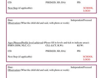 Observation insert for Learning Journals - EYFS