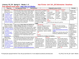 Yr 3/4 NF Unit 3A1-2B Information: Inventions