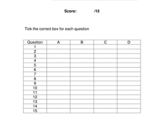 GCSE cell structure multiple choice quiz