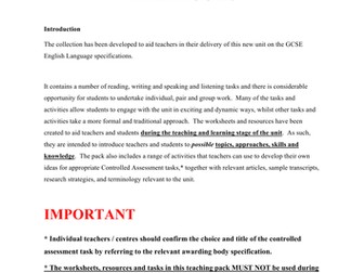 GCSE Spoken Language Study Teaching Resources 1-10