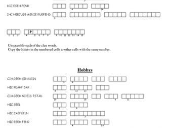 Hobbies puzzle