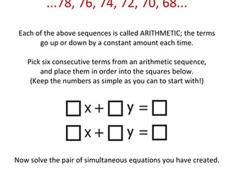 Arithmetic Simultaneous Equations Lesson