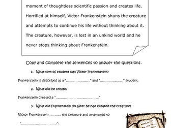 Blurb Analysis (Frankenstein by Mary Shelley)