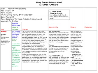 Year 4 Unit 5 plays planning week 1,2&3