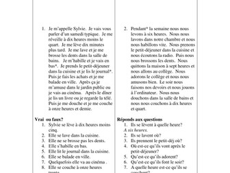 Reading:  practice of reflexive verbs