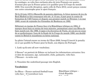 Higher French Reading Zidane