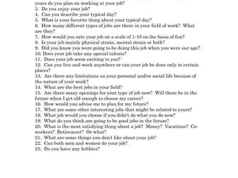 Careers Day Questions