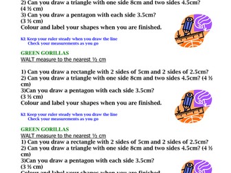 Drawing and Measuring shapes to the nearest 1/2 cm