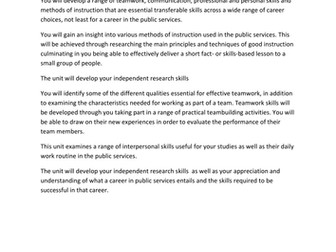 Unit 1 Public Services (BTEC level 2)