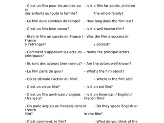 Describing a Film - Qs in French and English