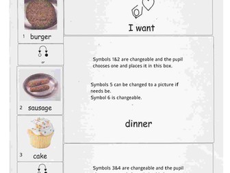 Dinner choice cards- Widgit