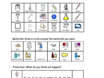 Science experiment sheet- Widgit