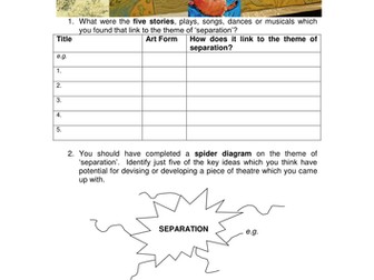 GCSE Performing Arts 'Separation' Research Tasks