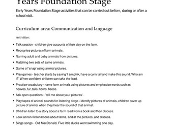 Farm-based activities for Early Years Foundation Stage