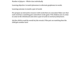 Pairs phonics game