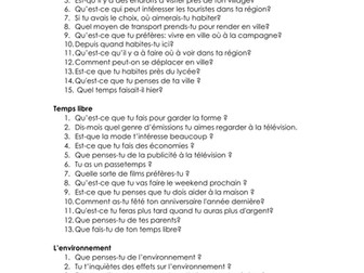 Higher speaking questions