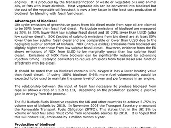 Biodiesel and Vegetable Oil as Fuel