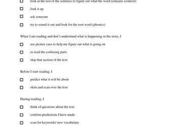 Reading self assessment about reading