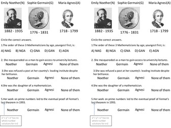 Historical Starter / Women Mathematicians