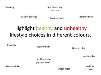 AfL Starter: Human Health and Lifestyle Choice