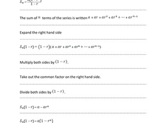 Proof of Sum of Geometric Series- Sorting Activity