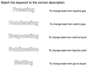 AfL Starter: Changing States Match Up task